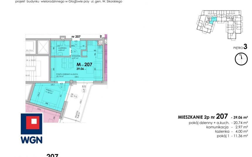 Głogów, 328 108 zł, 39.06 m2, aneks kuchenny miniaturka 9