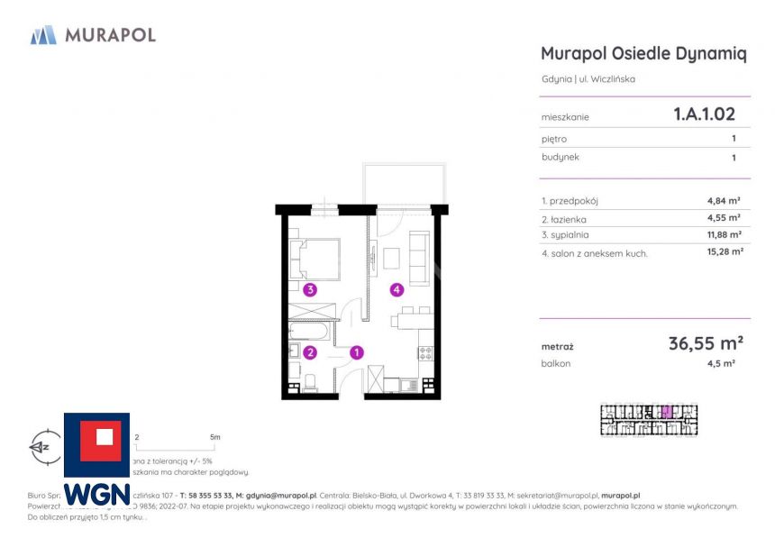 Gdynia Chwarzno-Wiczlino, 448 999 zł, 36.55 m2, do wykończenia miniaturka 3