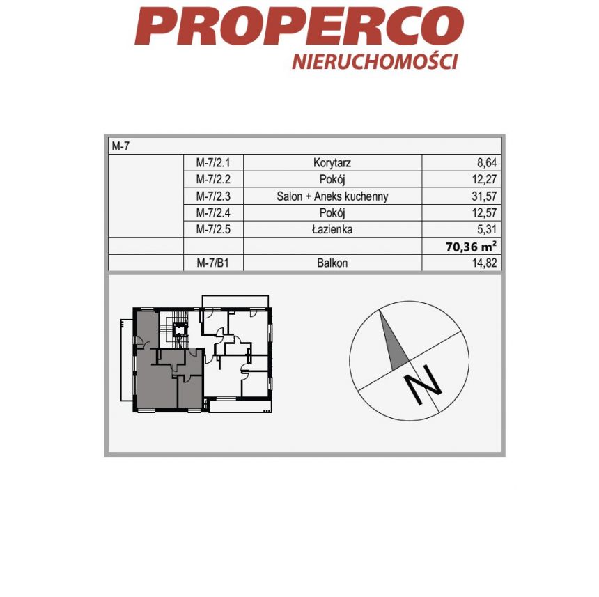 Apartament, 3 pok., IIp., 70,36 m2, Czarnów, Miła, miniaturka 4