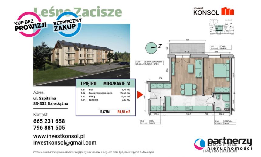 Dzierżążno, 389 000 zł, 50.51 m2, pietro 1 miniaturka 4