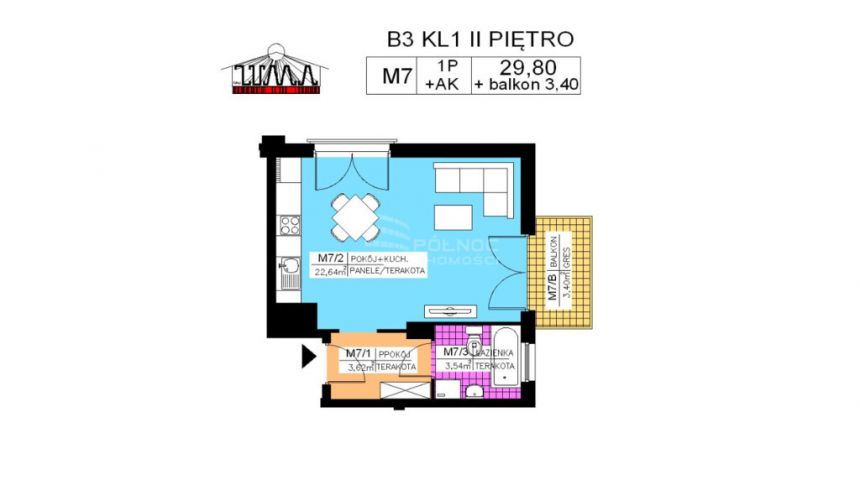 Kielce, 277 140 zł, 29.8 m2, kawalerka miniaturka 2