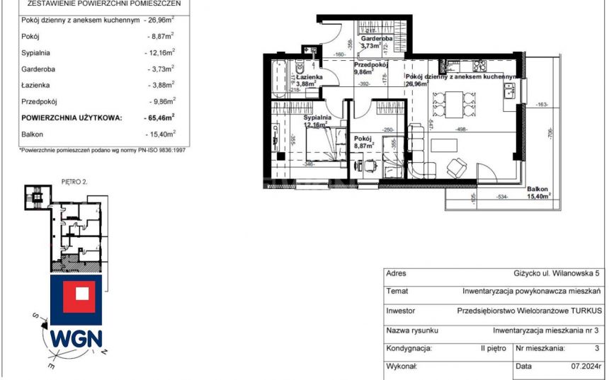 Giżycko, 517 134 zł, 65.46 m2, kuchnia z oknem miniaturka 4