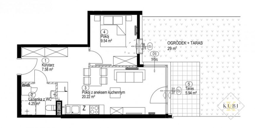 Gdańsk Jasień, 372 680 zł, 42.35 m2, parter miniaturka 4