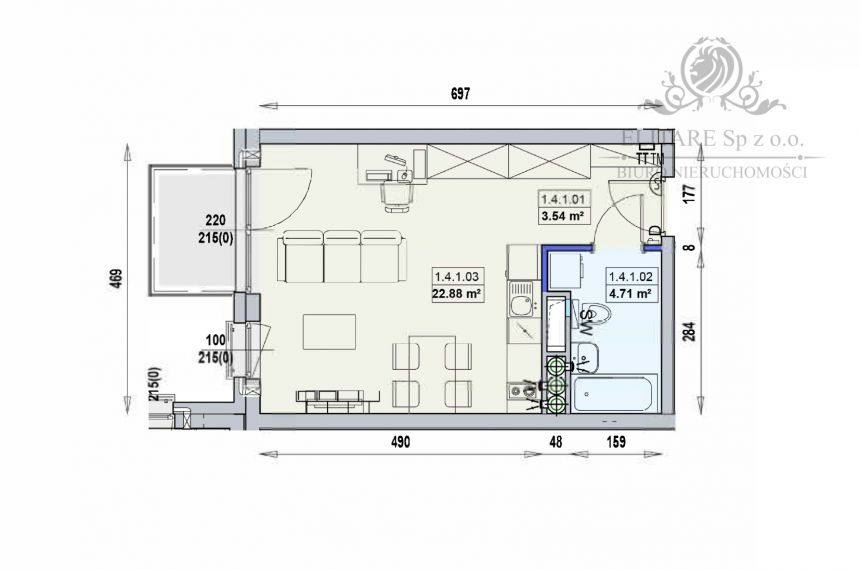 Apartament 31,13m2 ,1 pok. w stanie deweloperskim/Stare Miasto miniaturka 2