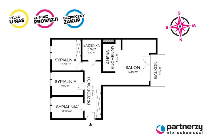 Gdańsk Piecki-Migowo, 949 000 zł, 70.6 m2, pietro 3 miniaturka 23