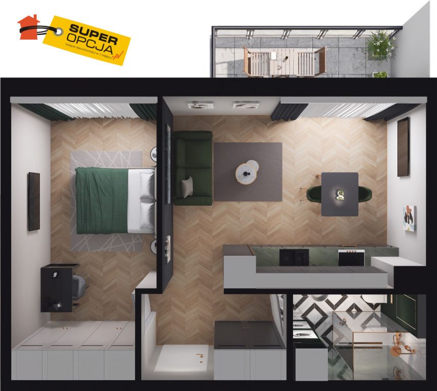 Kraków Ruczaj, 610 416 zł, 38.88 m2, z loggią miniaturka 3
