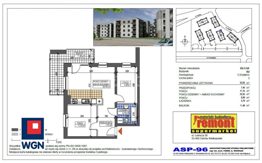 Ostrów Wielkopolski Wenecja, 484 104 zł, 52.62 m2, z balkonem miniaturka 2