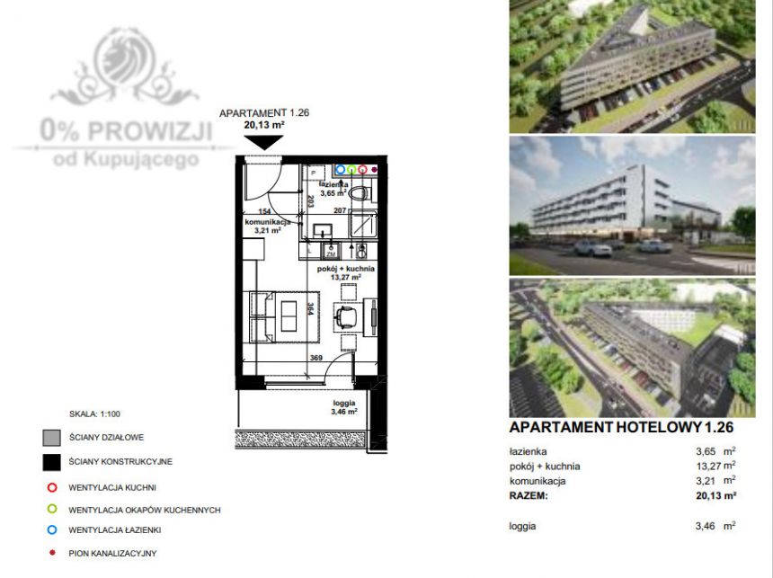 Apatrament hotelowy, kawalerka. wykończone pod klucz, dla studenta, pod wynajem miniaturka 17