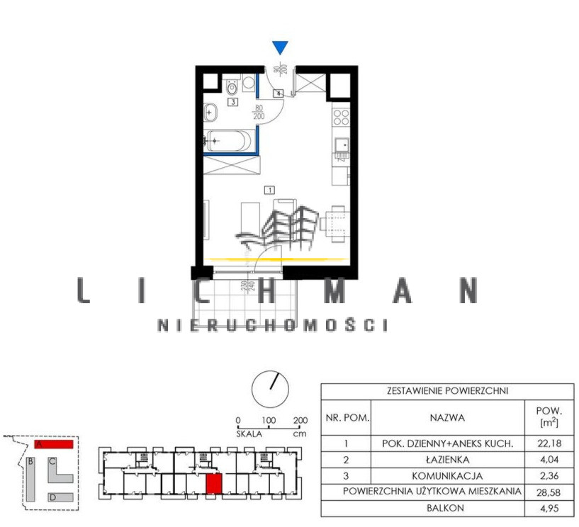 Łódź Polesie, 286 000 zł, 28.58 m2, pietro 1/4 miniaturka 2