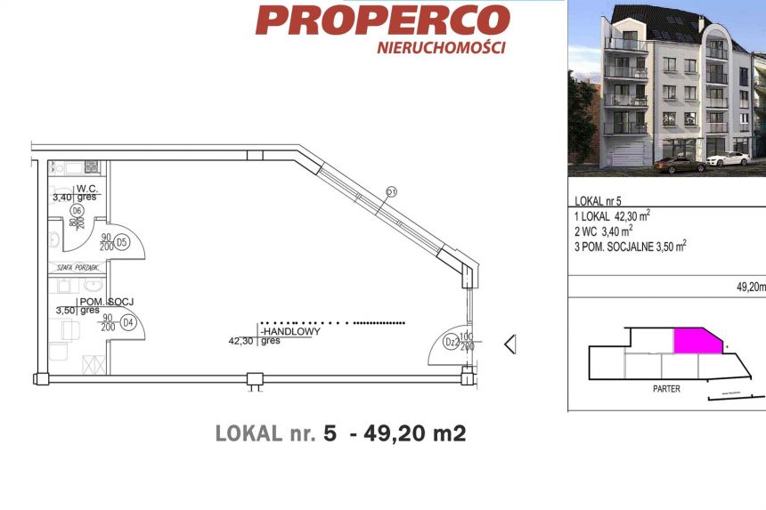 Lokal usługowy 49,20m2, centrum, Kielce miniaturka 4