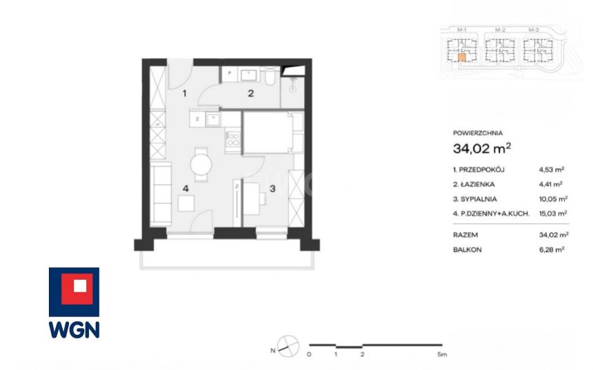 Lublin Rudnik, 425 000 zł, 34.02 m2, pietro 3 miniaturka 5