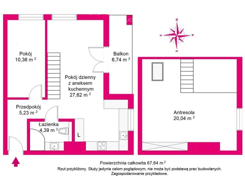 2 pokoje + antresola / balkon/boks garażowy miniaturka 3