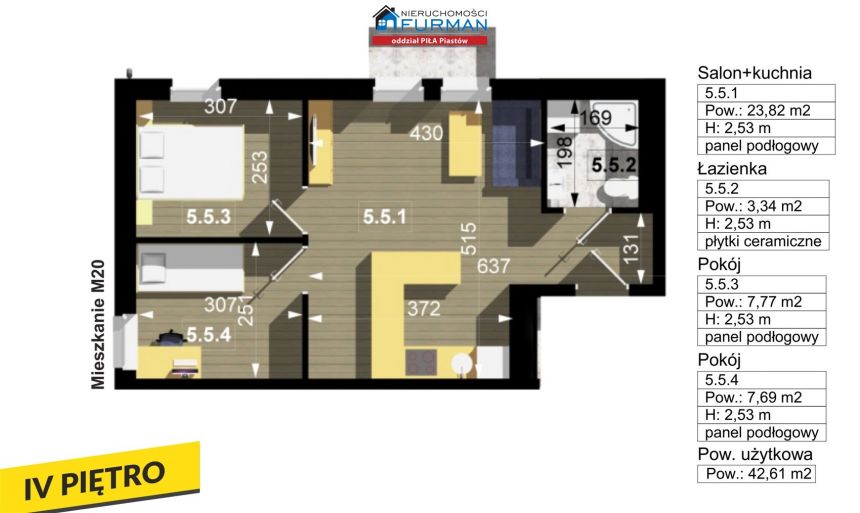 Trzcianka, 298 270 zł, 42.61 m2, pietro 4, 4 miniaturka 10