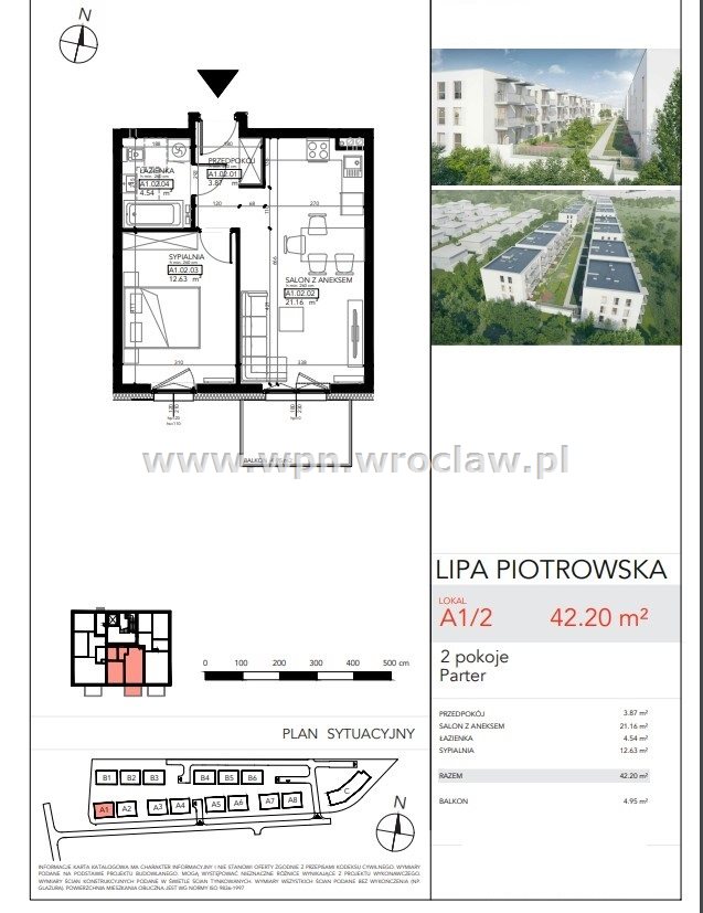 Nowe  2 pokojowe 42m+ balkon, cicha okolica miniaturka 4