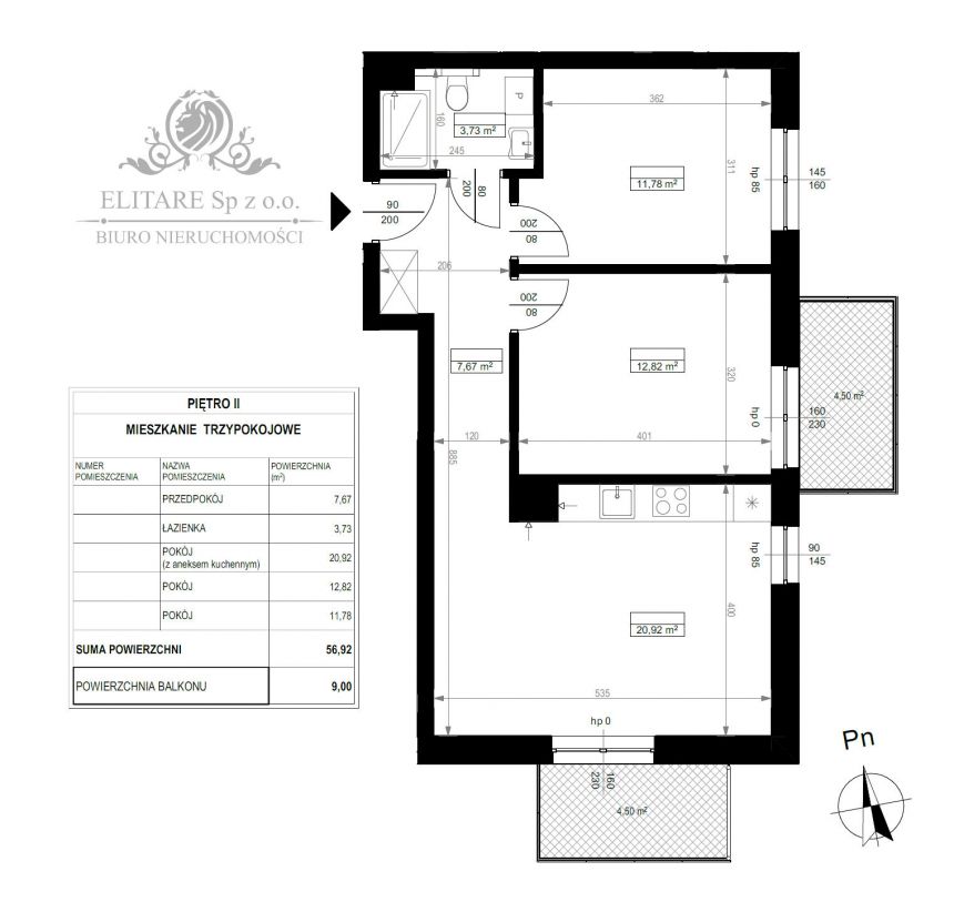 Mieszkanie 56,92m2, 3pokojowe z 2 balkonami/ Wrocław Psie Pole Poświętne miniaturka 4