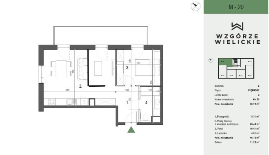 Wieliczka, 499 000 zł, 47.48 m2, z parkingiem podziemnym miniaturka 9