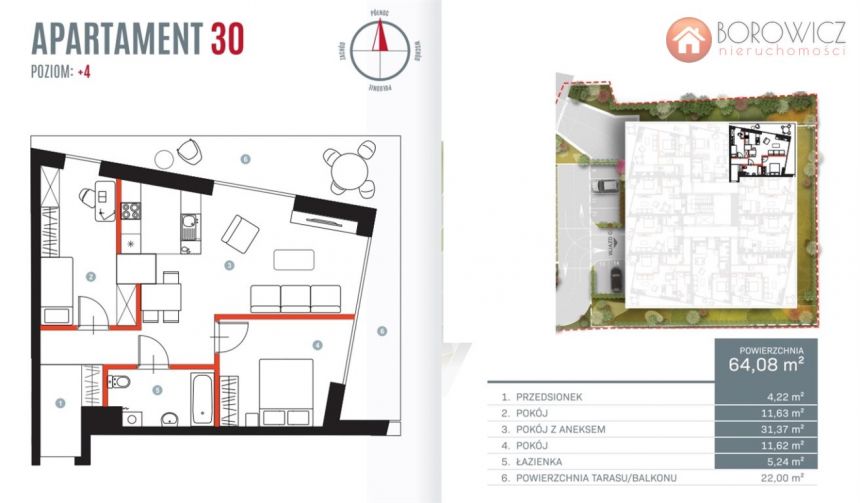 CENTRUM 3 pokojowe plus 22 m2 tarasu miniaturka 6