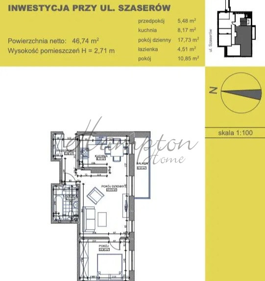 Warszawa Gocławek, 789 000 zł, 46.7 m2, pietro 3/3 miniaturka 11