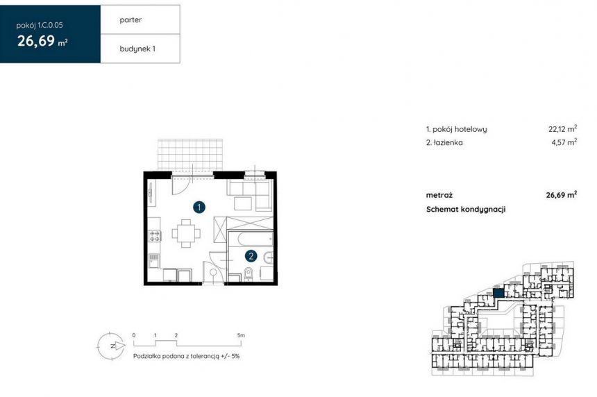 Apartament hotelowy/dla studenta/pod inwestycję/Fabryczna miniaturka 16