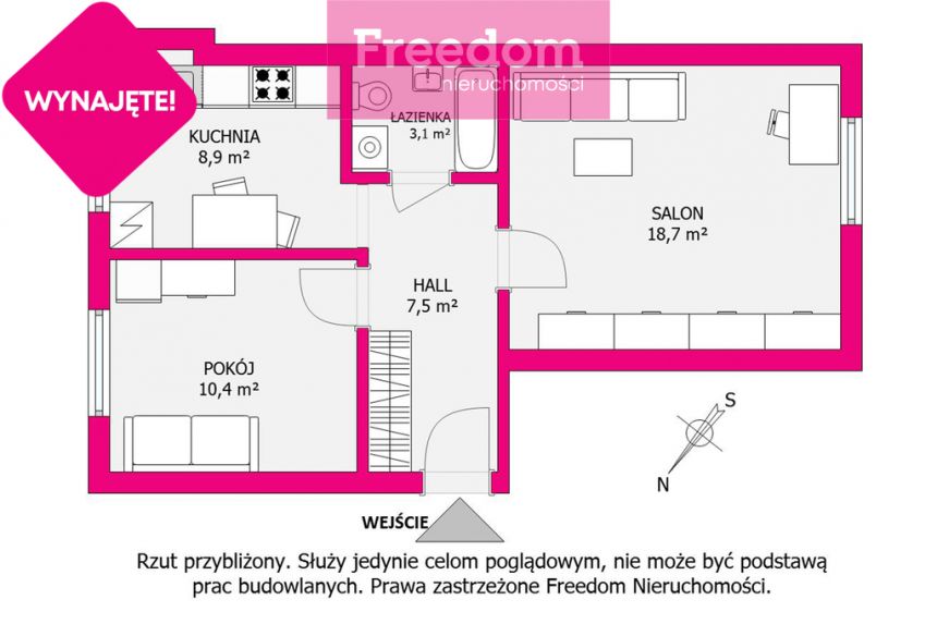 Osobne 2 pokoje, ul. Podleśna, 48,6 m2, I piętro miniaturka 10