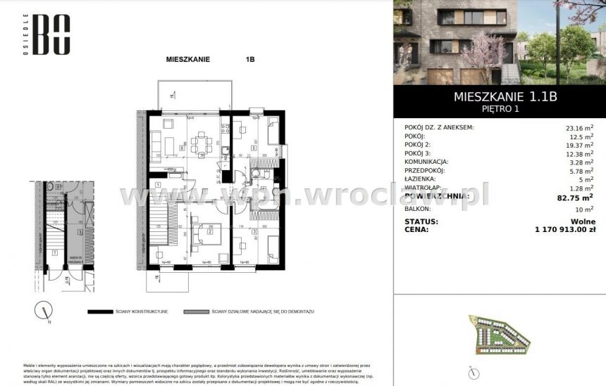 Mieszkanie 82m duży balkon garaż STANDARD PREMIUM miniaturka 3