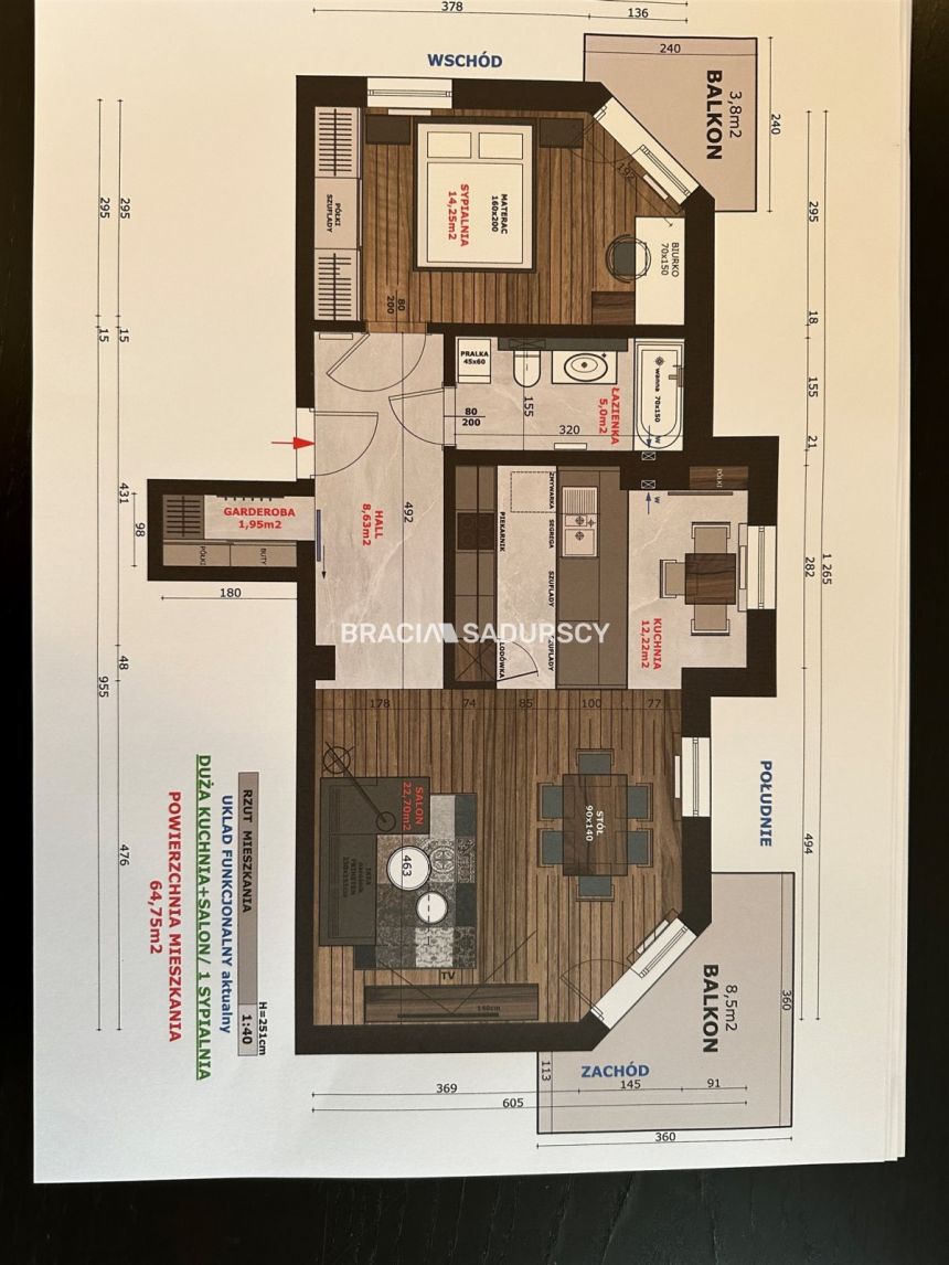 Mieszkanie na Ruczaju, 65 m2, duże 2 balkony miniaturka 13