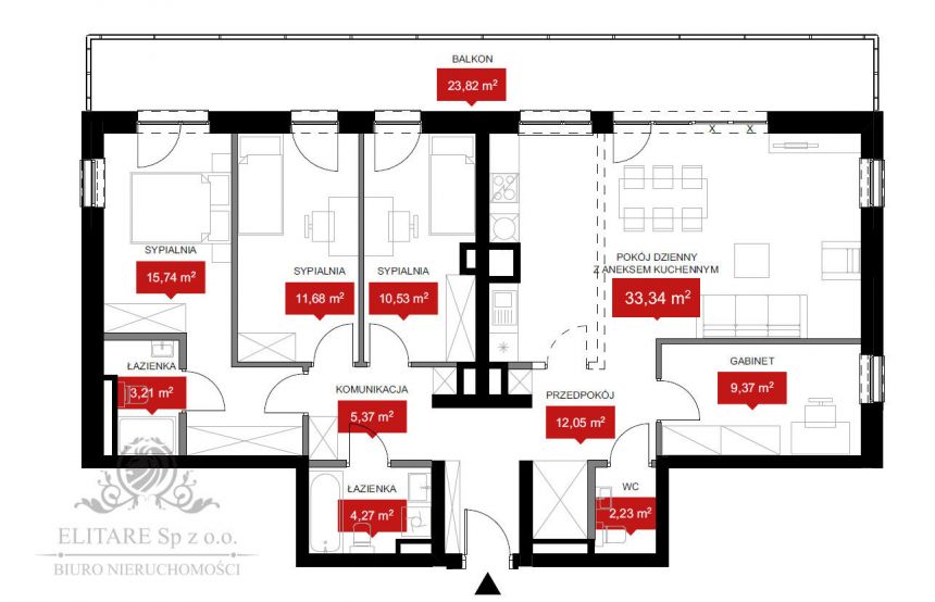 Apartament 107,79m2, 5 pokojowe z balkonem 23,82m2  i z wiodkiem na rzekę miniaturka 3