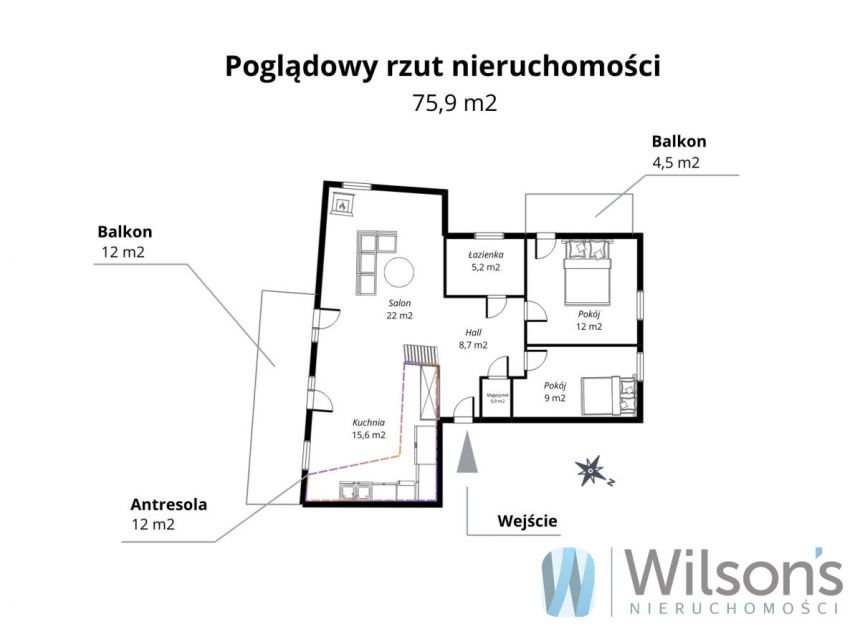 Warszawa Wawer, 1 200 000 zł, 75.9 m2, 3 pokojowe miniaturka 3