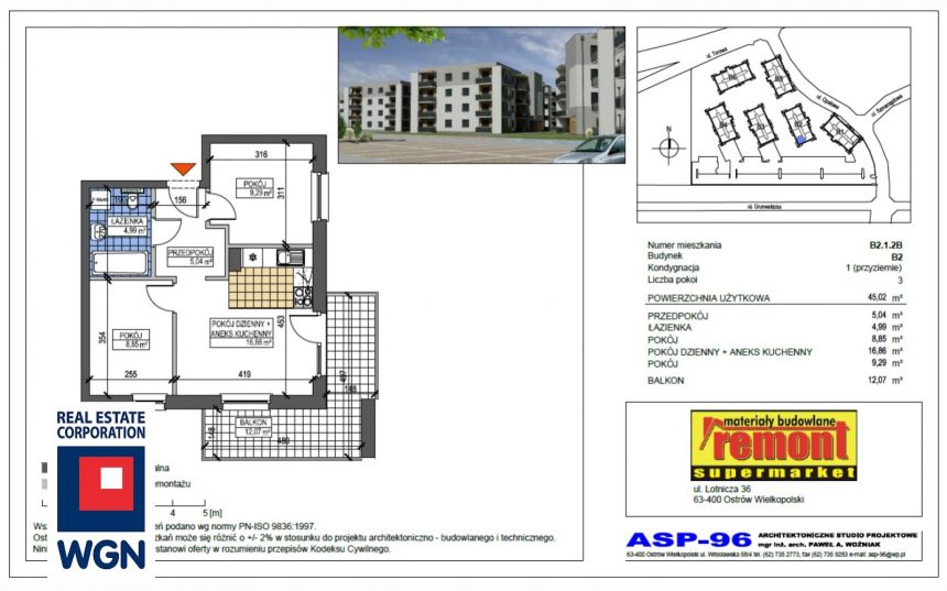 Ostrów Wielkopolski Wenecja, 414 184 zł, 45.02 m2, kuchnia z oknem miniaturka 14