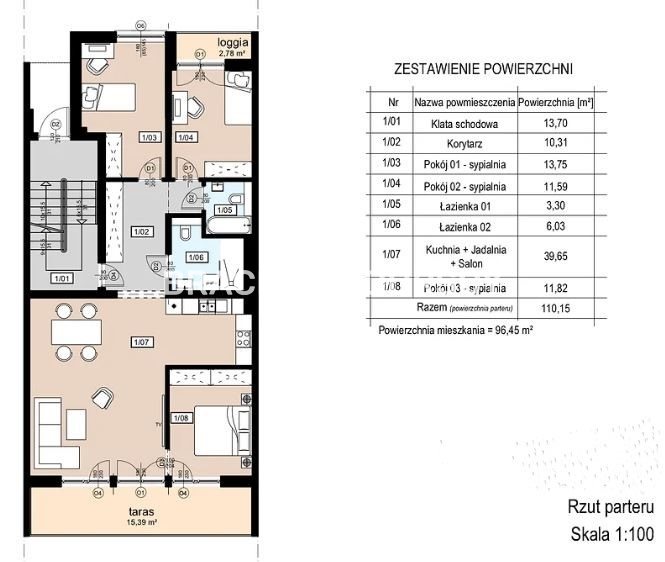 Kraków Mogiła, 1 140 623 zł, 96.45 m2, M4 miniaturka 2