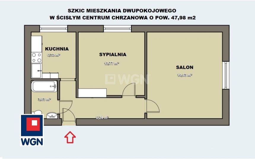 Chrzanów, 289 000 zł, 47.98 m2, 2 pokojowe miniaturka 3