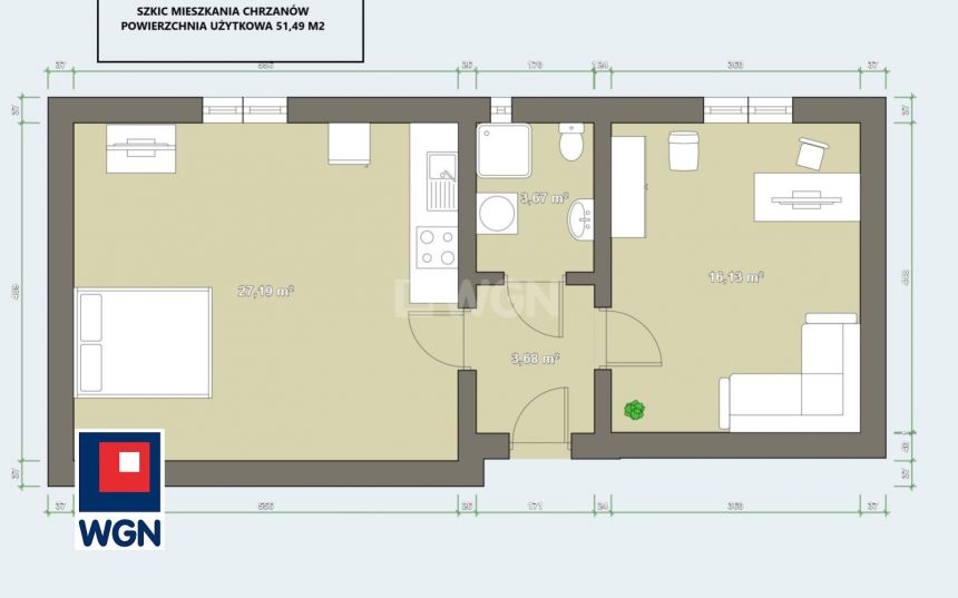 Chrzanów Kroczymiech, 267 000 zł, 56.17 m2, oddzielna kuchnia miniaturka 2