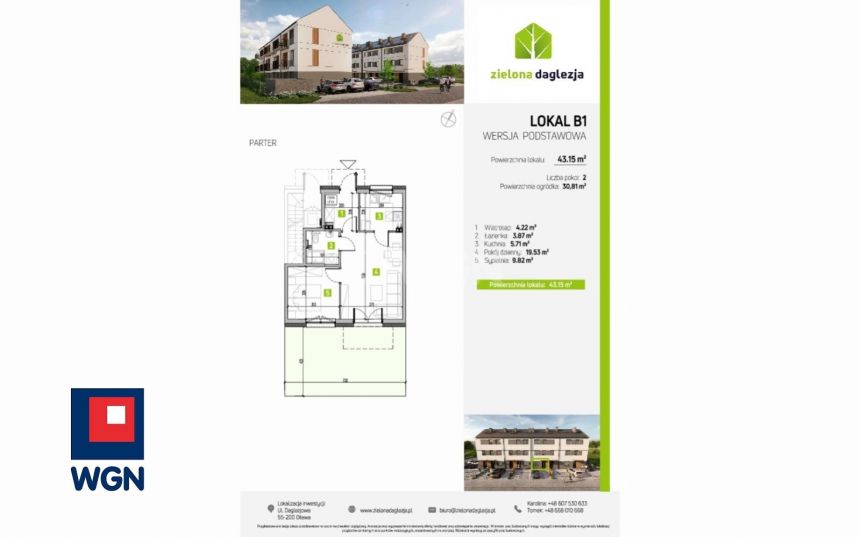 Oława, 399 569 zł, 43.15 m2, kuchnia z oknem miniaturka 8