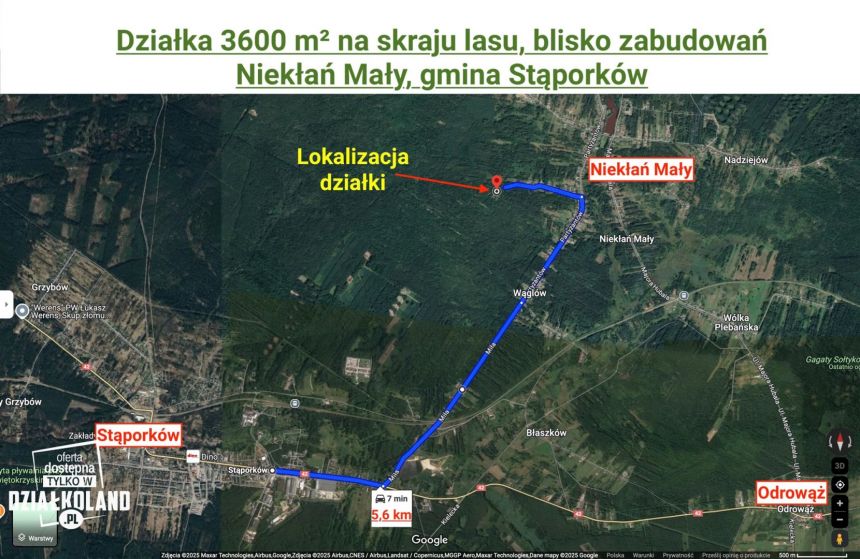 Działka 3600 m² obrzeża wsi, Niekłań Mały miniaturka 3