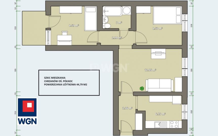 Chrzanów Osiedle Północ, 265 000 zł, 44.79 m2, pietro 3 miniaturka 2