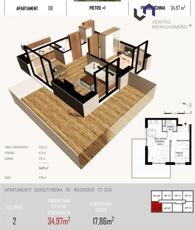 Niechorze, 709 716 zł, 34.97 m2, w apartamentowcu miniaturka 2