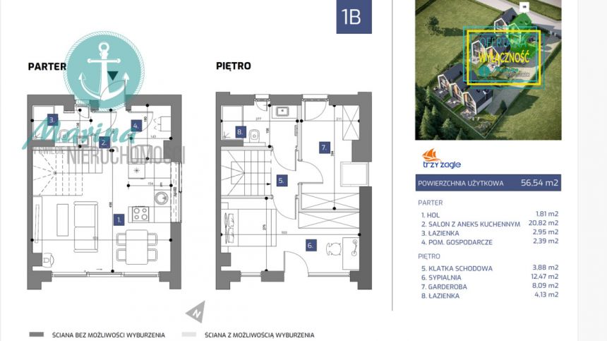 Jastrzębia Góra, 590 000 zł, 56 m2, segment skrajny miniaturka 4