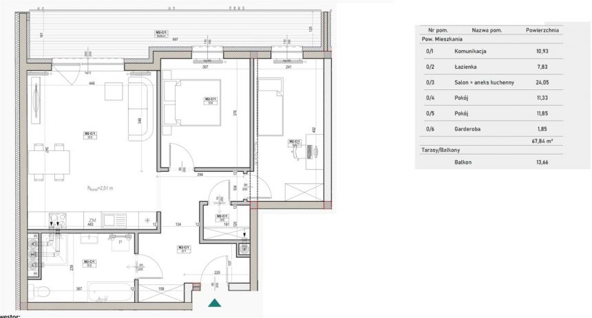 Mieszkanie 67,66 m2, 3 pokoje, Szydłówek miniaturka 5