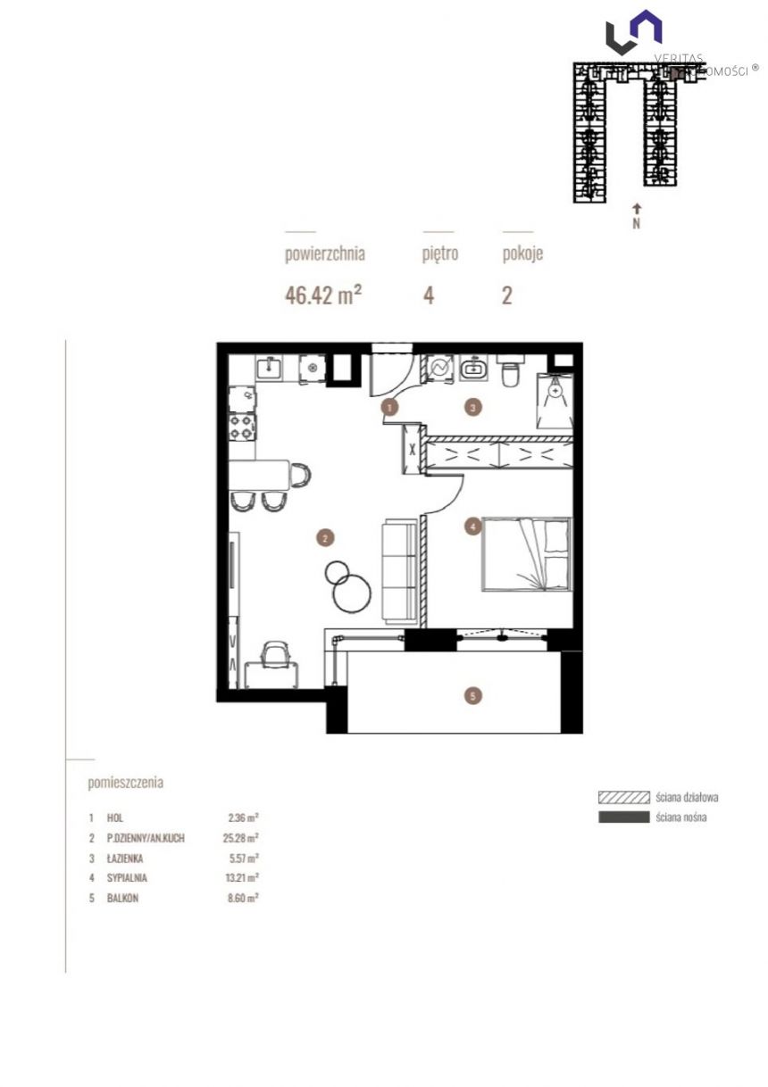 Katowice Dolina Trzech Stawów, 584 892 zł, 46.42 m2, z balkonem miniaturka 2