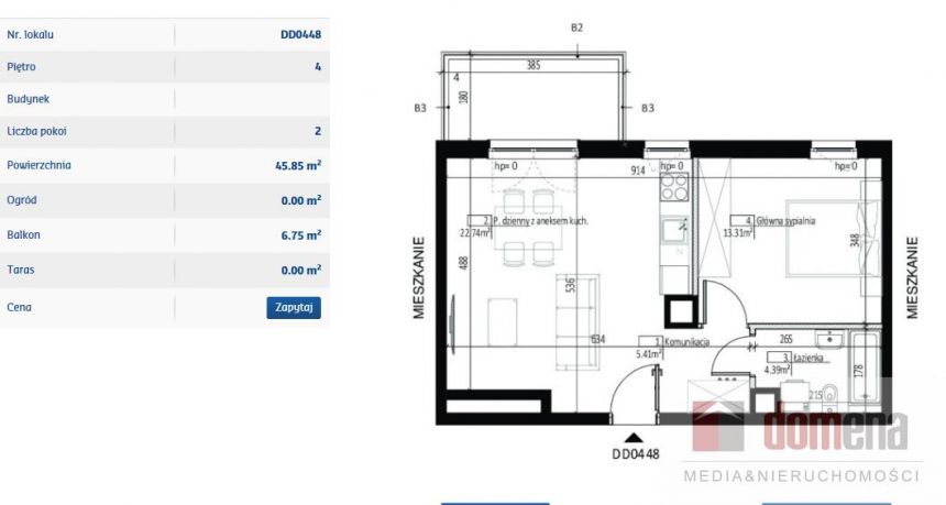 Poznań Nowe Miasto, 352 600 zł, 45.85 m2, M2 miniaturka 7