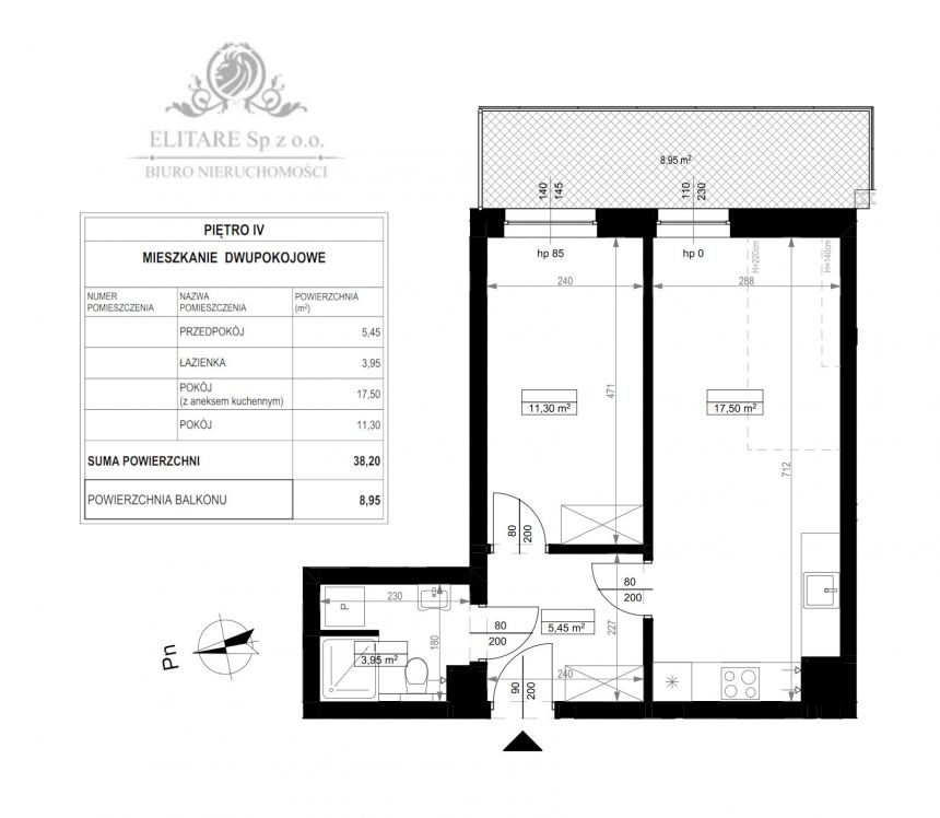 Mieszkanie 38,20m2, 2pokojowe z balkonem/ Wrocław Psie Pole Poświętne miniaturka 3