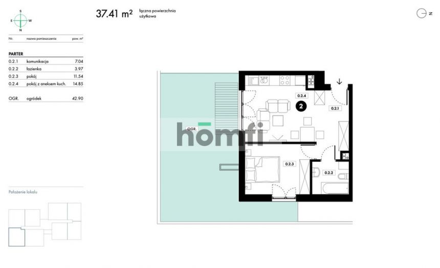 Wieliczka, 409 000 zł, 37.41 m2, 2 pokojowe miniaturka 6