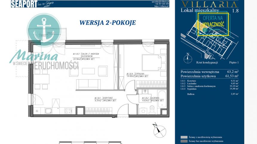 Gdynia Grabówek, 961 000 zł, 63 m2, z balkonem miniaturka 4