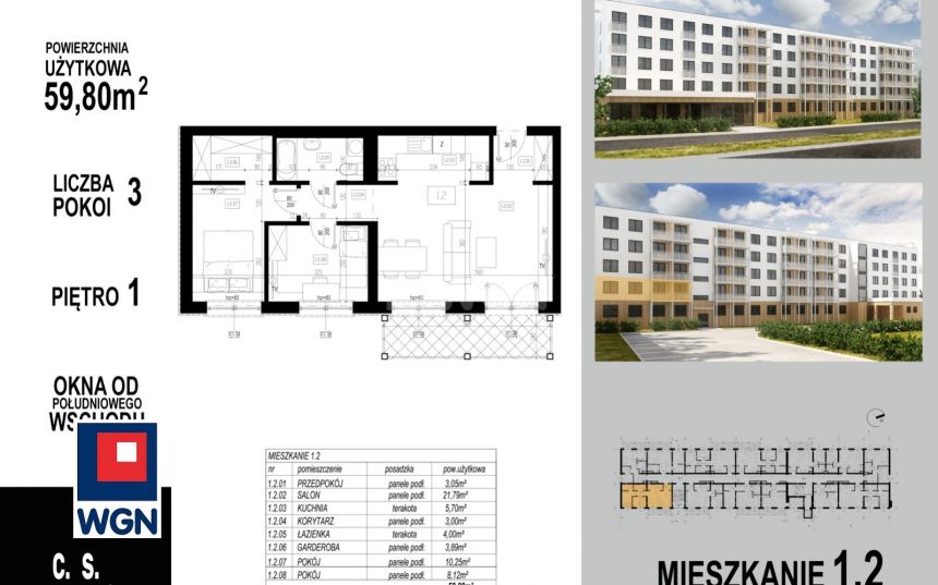 Głogów, 424 580 zł, 59.8 m2, kuchnia z oknem miniaturka 3