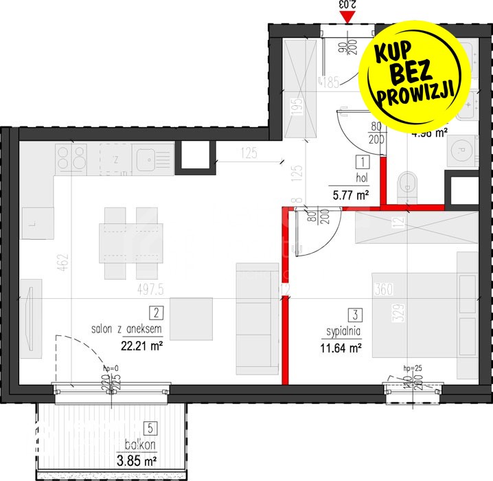 Koszalin, 416 823 zł, 44.58 m2, pietro 2 miniaturka 3