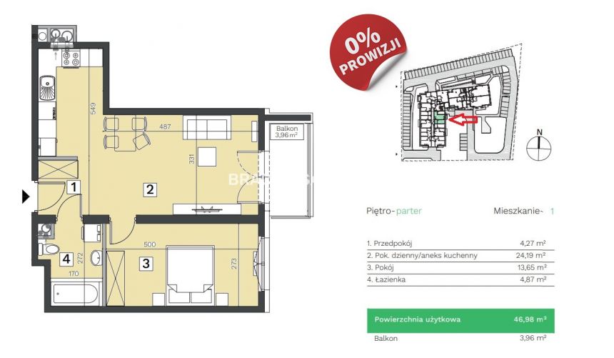 46m2 2pok +balkon klucze Podgórze 0% - zdjęcie 1