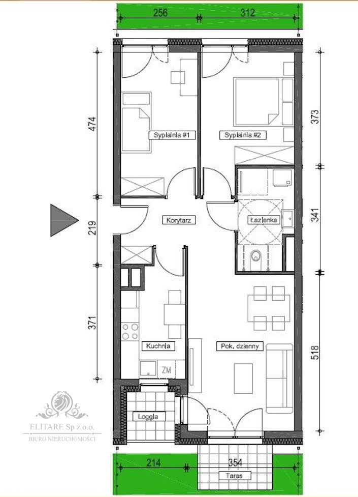Mieszkanie 3 pok OGRÓD, pow 64,58m2 oddzielna kuchnia +miejsce post/ BROCHÓ miniaturka 2