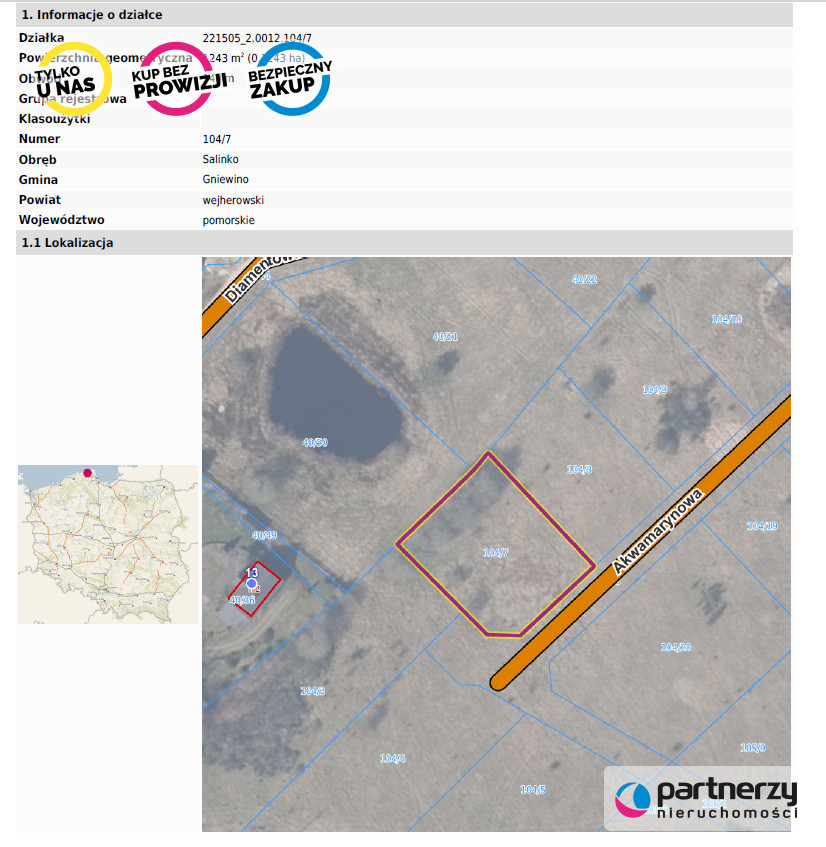 Salinko, 155 500 zł, 12.44 ar, droga dojazdowa gruntowa miniaturka 3