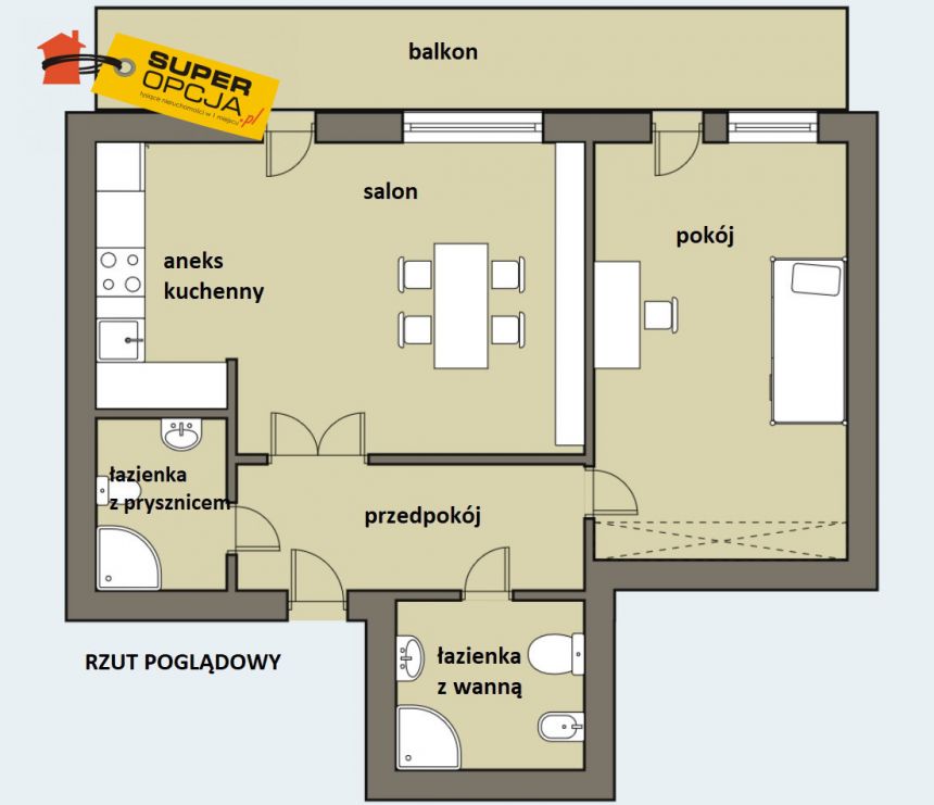 Kraków Krowodrza, 725 000 zł, 51 m2, z balkonem miniaturka 13