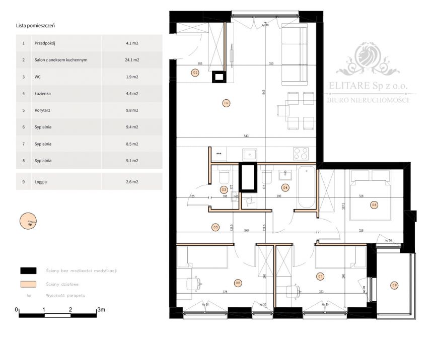 Apartment 4 pok, 71,30m2 na Śródmieściu ul.Jedności Naradowej miniaturka 14